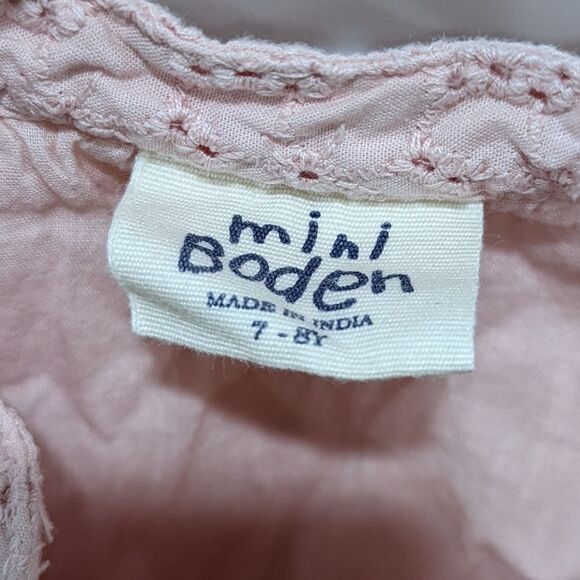 Mini Boden Pink Eyelet Blouse Shirt Top Spring Summer Girls Size 7 8 - Picture 4 of 5